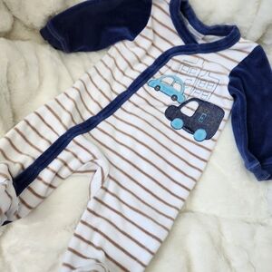 Absorba Navy and White Striped Baby Footie